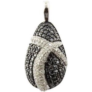 Vintage 14K White Gold Black and White Diamond Pendant #2332